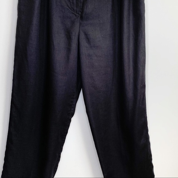 Lauren Ralph Lauren Black Linen Pleated Front High Rise Lined Trousers Pants 14 - Picture 3 of 16